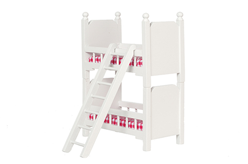 Dollhouse Miniature Bunk Beds with Ladder, White